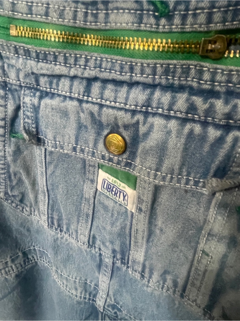 VTG LIBERTY Blue Denim Overalls Cotton Bib Overalls Size 50x32 Workwear - Picture 3 of 8